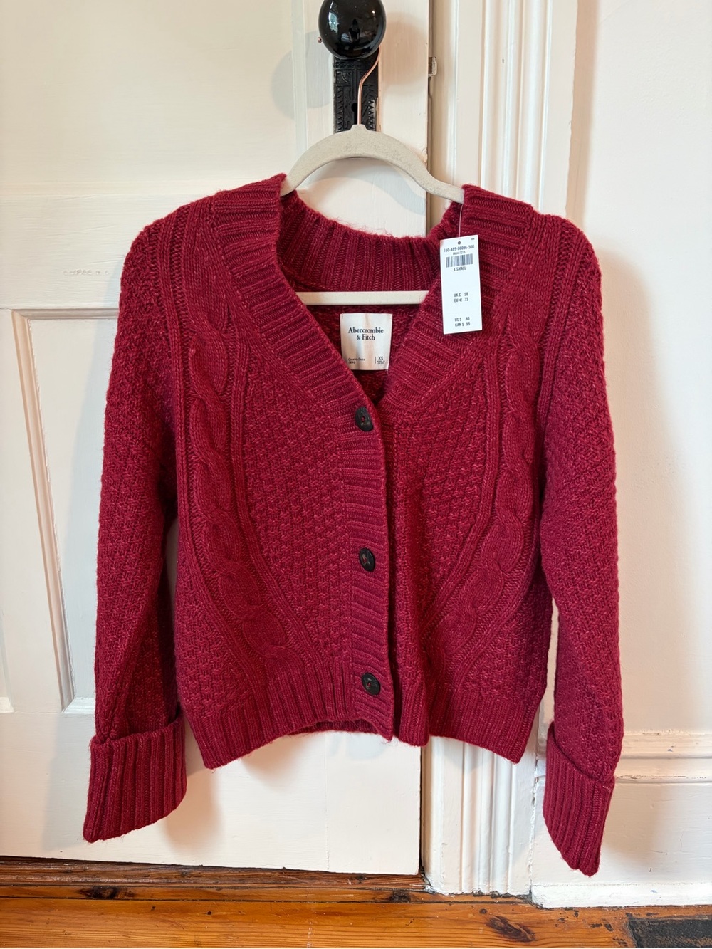 Abercrombie & Fitch Women's Deep Red Cable Cardigan NWT